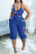 Blue Sexy Casual Letter Print Backless Spaghetti Strap Sleeveless Two Pieces