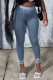 Light Blue Fashion Sexy Solid Patchwork Skinny High Waist Pencil Trousers