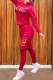 Red Fashion Casual Print Letter Hooded Collar Long Sleeve Two Pieces
