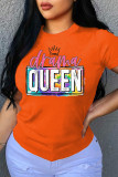 Pink Fashion Casual Letter Print Basic O Neck T-Shirts