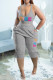 Grey Sexy Casual Letter Print Backless Spaghetti Strap Sleeveless Two Pieces
