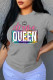 Grey Fashion Casual Letter Print Basic O Neck T-Shirts