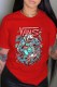 Red Casual Fashion Letter O Neck T-Shirts