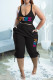Black Sexy Casual Letter Print Backless Spaghetti Strap Sleeveless Two Pieces