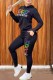 Black Fashion Casual Print Letter Hooded Collar Long Sleeve Two Pieces