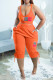 Orange Sexy Casual Letter Print Backless Spaghetti Strap Sleeveless Two Pieces
