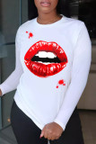 Leopard Print Casual Print Patchwork O Neck Tops