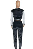 Green Casual Solid Patchwork Buckle Long Sleeve Two Pieces