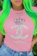 Pink Fashion Casual Print Letter O Neck T-Shirts