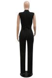 Red Fashion Casual Solid Patchwork Half A Turtleneck Regular Jumpsuits