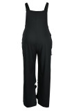 Burgundy Fashion Casual Solid Hollowed Out Spaghetti Strap Plus Size Jumpsuits (Without Tops)