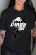 Black Casual Fashion Print Letter O Neck T-Shirts