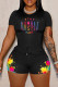 Colour Casual Print Patchwork O Neck Sleeveless Two Pieces