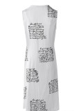 White Casual Print Patchwork Sleeveless Three Pieces