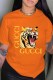 Orange Fashion Street Print Letter O Neck T-Shirts