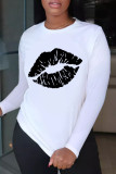 Leopard Print Casual Print Patchwork O Neck Tops