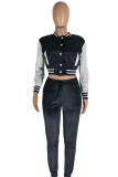 Green Casual Solid Patchwork Buckle Long Sleeve Two Pieces