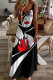 Black Sexy Casual Print Backless V Neck Long Dress Dresses
