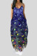 Deep Blue Sexy Print Patchwork Spaghetti Strap Sling Dress Dresses