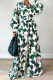 Green Fashion Casual Print Patchwork Turndown Collar Long Sleeve Two Pieces