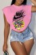Pink Fashion Casual Print Letter O Neck T-Shirts
