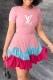 Pink Fashion Casual Letter Patchwork O Neck A Line Dresses