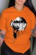 Orange Casual Fashion Print Letter O Neck T-Shirts