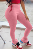 Pink Fashion Sexy Adult Solid Fold Boot Cut Bottoms