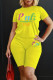 Yellow Casual Print Patchwork O Neck Short Sleeve Two Pieces