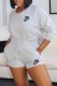Light Gray Fashion Casual Print Letter O Neck Long Sleeve Two Pieces