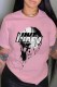 Pink Casual Fashion Print Letter O Neck T-Shirts