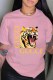 Pink Fashion Street Print Letter O Neck T-Shirts