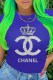 Blue Fashion Casual Print Letter O Neck T-Shirts