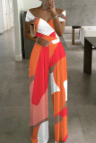 Colour Fashion Casual Print Patchwork V Neck Regular Jumpsuits
