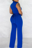 Red Fashion Casual Solid Patchwork Half A Turtleneck Regular Jumpsuits