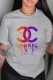 Grey Street Fashion Print Letter O Neck T-Shirts