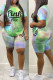 Green Casual Print Patchwork O Neck Short Sleeve Two Pieces