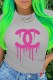 Grey Fashion Casual Print Letter O Neck T-Shirts