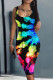 Colour Sexy Casual Print Patchwork U Neck Vest Dress