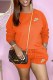 Tangerine Red Fashion Casual Print Letter O Neck Long Sleeve Two Pieces