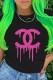 Black Fashion Casual Print Letter O Neck T-Shirts