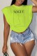 Green Fashion Casual Print Letter O Neck T-Shirts