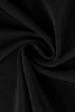 Black Celebrities Solid Patchwork Asymmetrical Oblique Collar Evening Dress Dresses