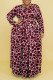 Burgundy Casual Print Bandage Patchwork O Neck Plus Size Two Pieces