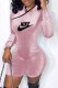 Pink Fashion Casual Print Letter Mandarin Collar Rompers