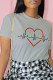 Grey Casual Print Patchwork O Neck T-Shirts