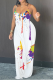 White Fashion Patchwork Tie-dye Spaghetti Strap Sleeveless Two Pieces