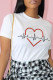 White Casual Print Patchwork O Neck T-Shirts