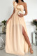 Khaki Sexy Elegant Print Patchwork Flounce Oblique Collar Dresses