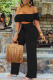 Black Sexy Casual Solid Backless Off the Shoulder Regular Jumpsuits